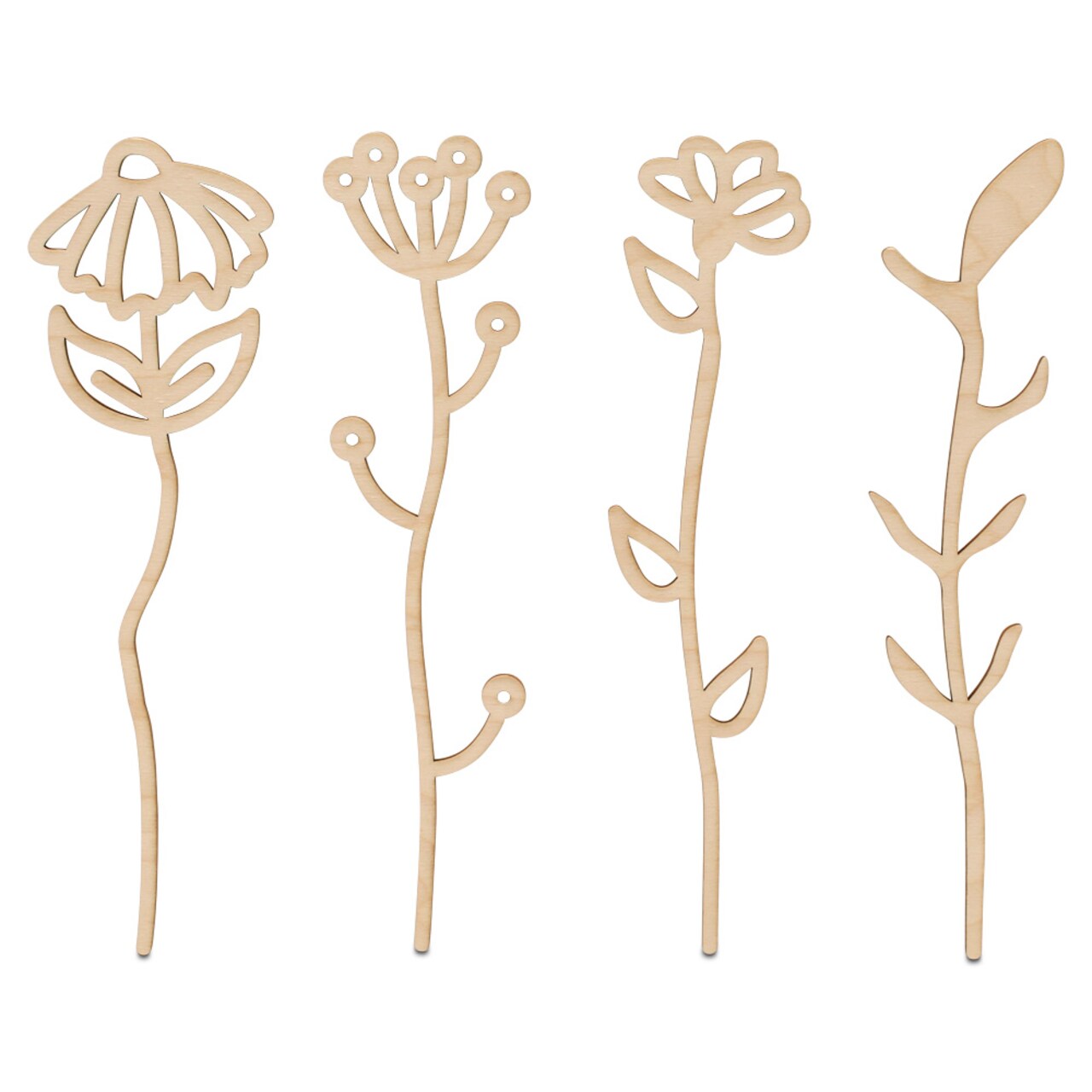Wildflower Cutouts Sets of 4 Nursery Flower Wall Decor | Woodpeckers